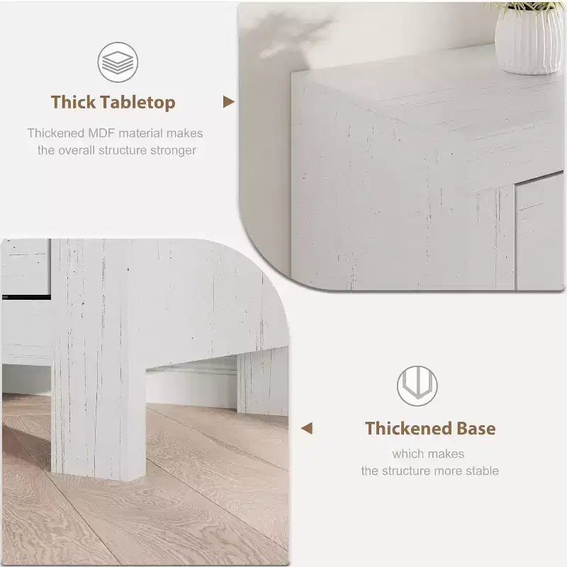 Farmhouse TV Stand for 75/80 Inch TVs with 6 Storage Drawers, Entertainment Center with Soundbar Shelf, White Television Consoles Stands