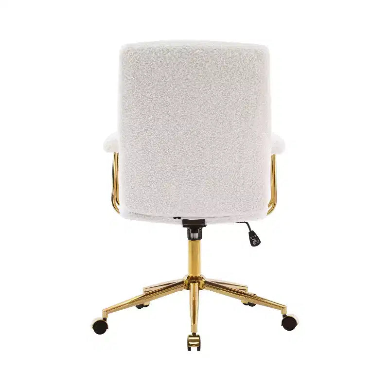 Okak Modern Fleece Office Chair with Goden Frame, 360 Swivel Comfy Chair with Adjustable Height and Wheels, Desk Chair for Study, Reading Room