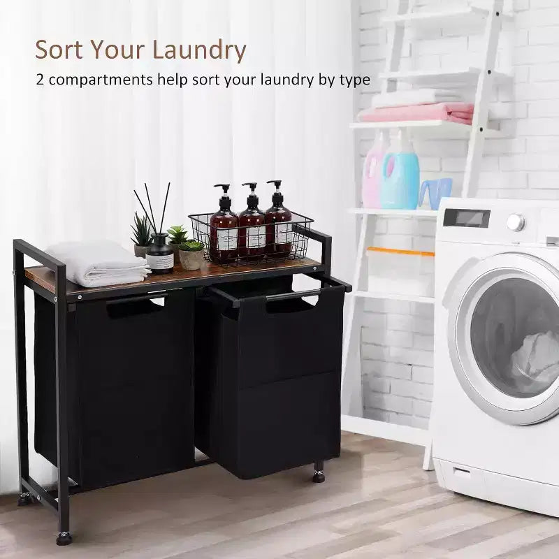 Laundry Hamper with Shelf, Laundry Basket 4 Section, Laundry Sorter, Cloest Storage and Organization, Clothes hamper with Table for Bathroom, Bedroom