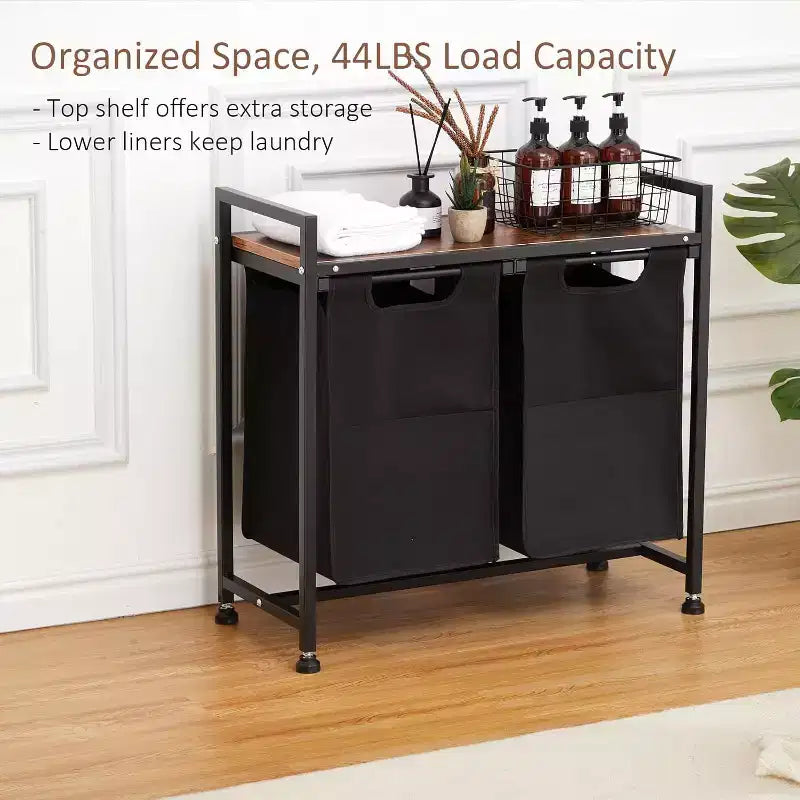 Laundry Hamper with Shelf, Laundry Basket 4 Section, Laundry Sorter, Cloest Storage and Organization, Clothes hamper with Table for Bathroom, Bedroom