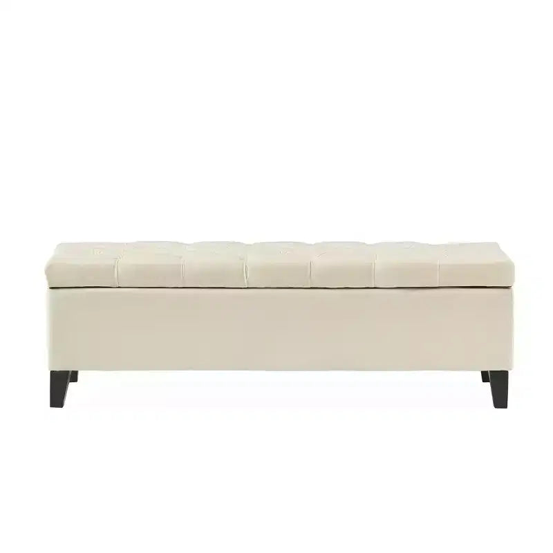 EHMKNP Square Ottoman Contemporary Button-Tufted Diamond-Stitched Storage Ottoman,Beige Fabric, 51.57
