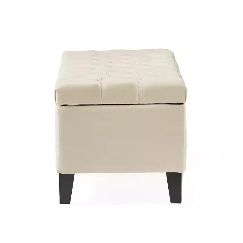 EHMKNP Square Ottoman Contemporary Button-Tufted Diamond-Stitched Storage Ottoman,Beige Fabric, 51.57