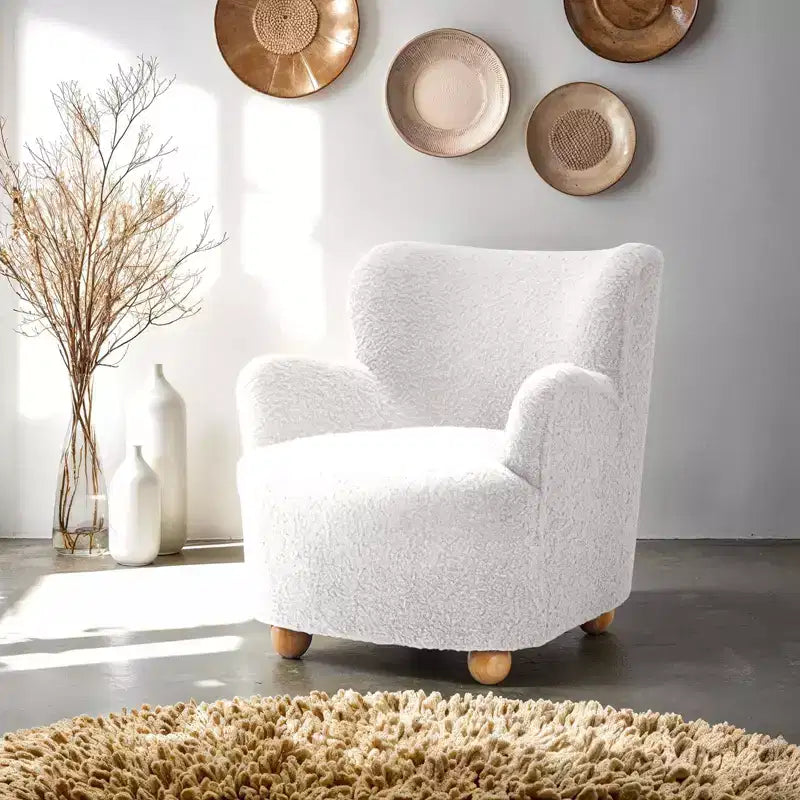 GDFStudio Suncook Modern Upholstered Accent Chair with Curved Back and Ball Feet