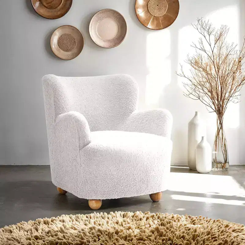 GDFStudio Suncook Modern Upholstered Accent Chair with Curved Back and Ball Feet