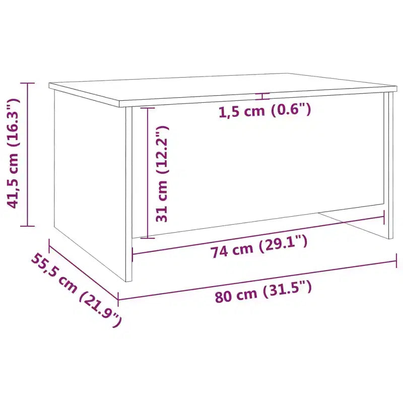 Coffee Table High gloss white Engineered wood 31.5 x 21.9 x 16.3 in