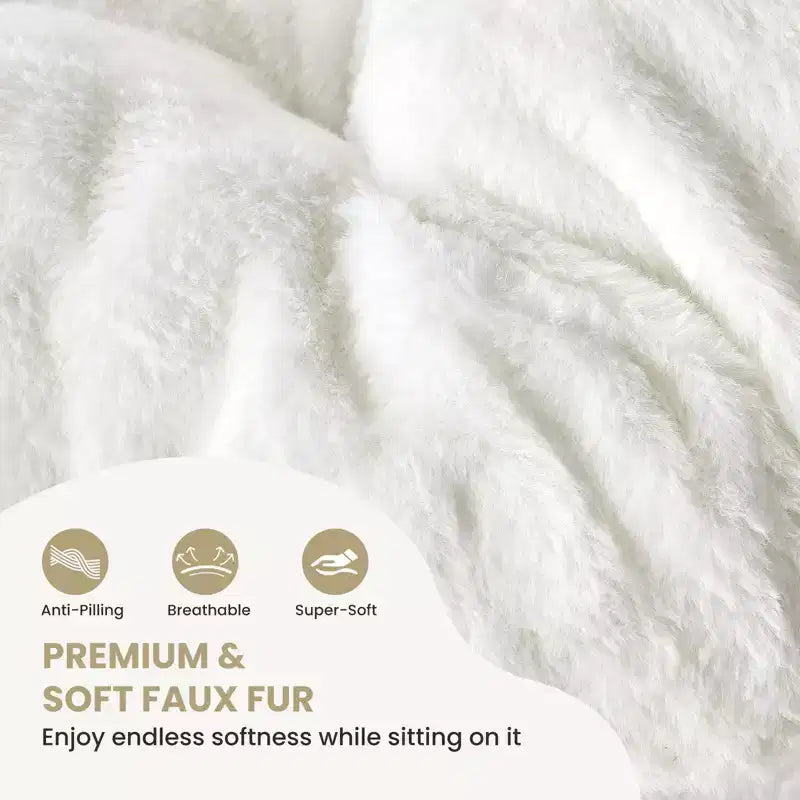 JIONJOY Soft Faux Fur Folding Lounge Chair - Large Size for Adults/Teens, Foldable Reading Chair