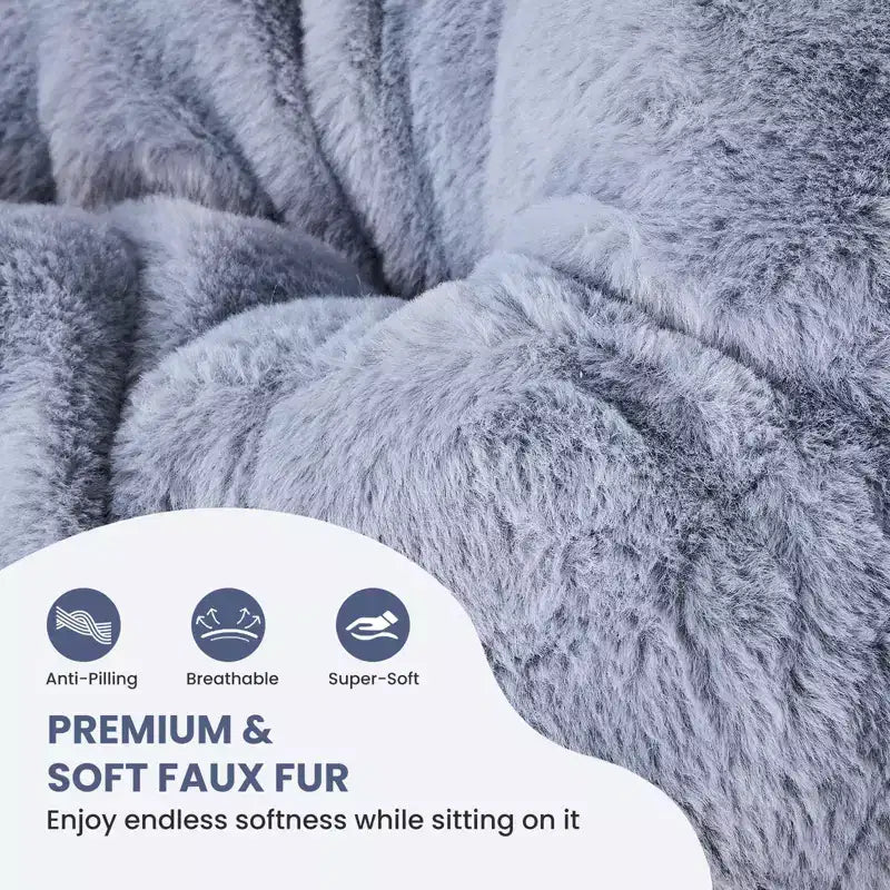 JIONJOY Soft Faux Fur Folding Lounge Chair - Large Size for Adults/Teens, Foldable Reading Chair