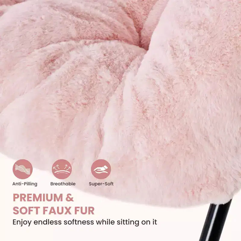 JIONJOY Soft Faux Fur Folding Lounge Chair - Large Size for Adults/Teens, Foldable Reading Chair
