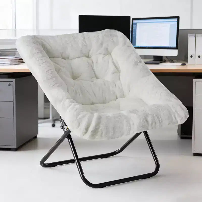 JIONJOY Soft Faux Fur Folding Lounge Chair - Large Size for Adults/Teens, Foldable Reading Chair