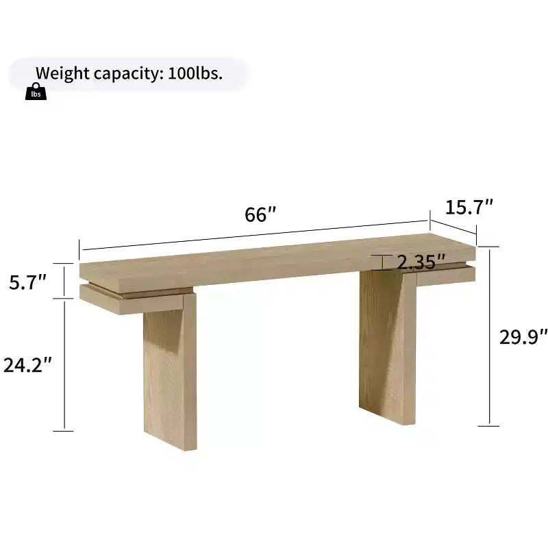 Okak 66IN Minimalist Console Table with Wood Veneering, Extra Wide Entryway Table with Thick Tabletop, Accent Table for Hallway, Living Room