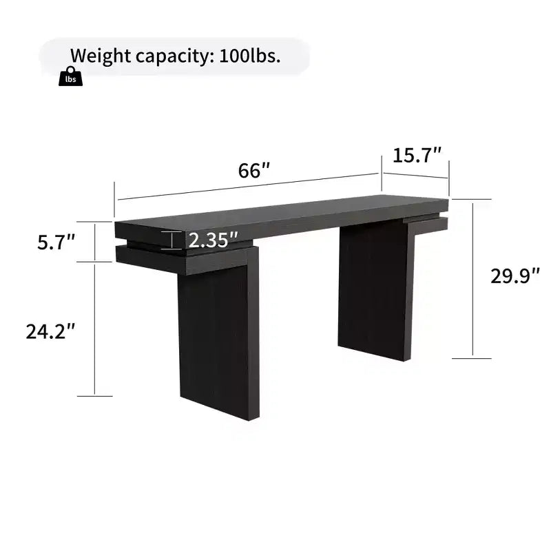 Okak 66IN Minimalist Console Table with Wood Veneering, Extra Wide Entryway Table with Thick Tabletop, Accent Table for Hallway, Living Room