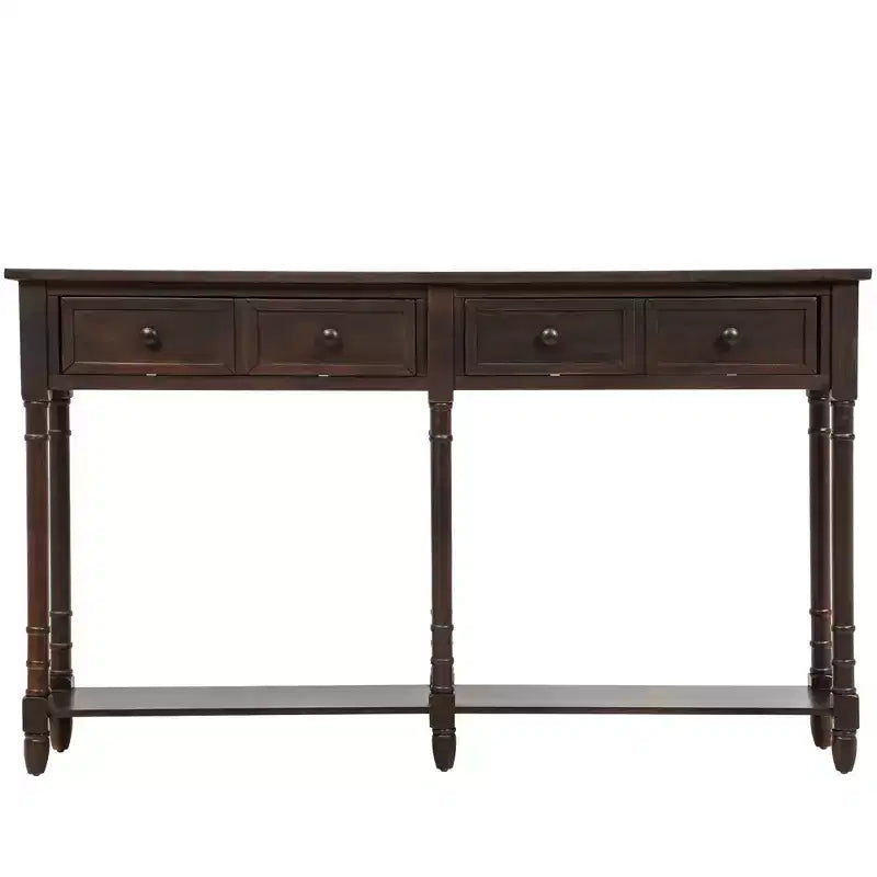 Okak 58IN Vintage Narrow Console Table, Entryway Table with Two Storage Drawers and Bottom Shelf, Accent Table for Living Room, Hallway