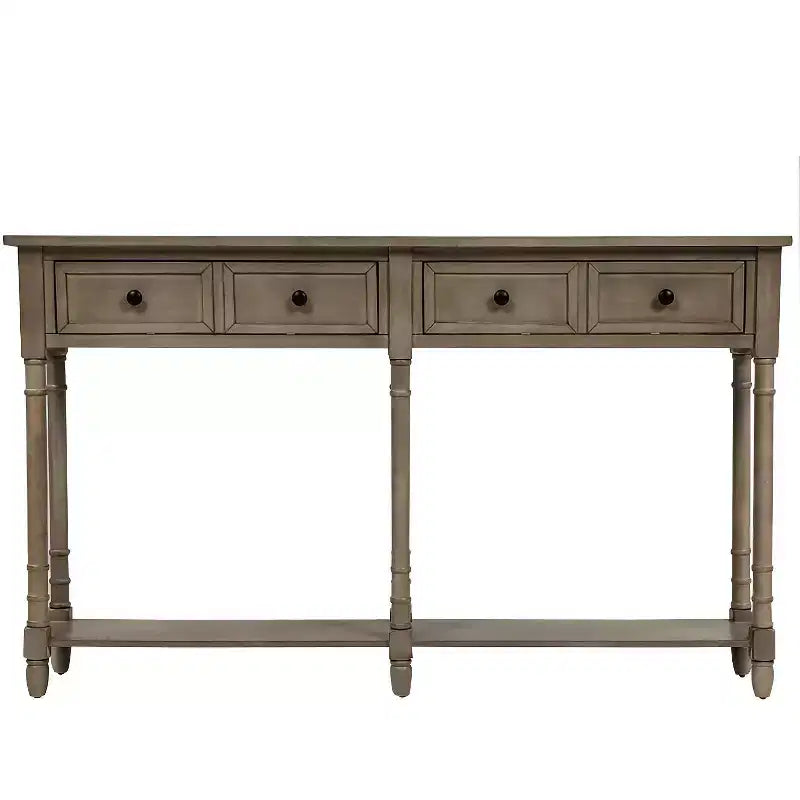 Okak 58IN Vintage Narrow Console Table, Entryway Table with Two Storage Drawers and Bottom Shelf, Accent Table for Living Room, Hallway
