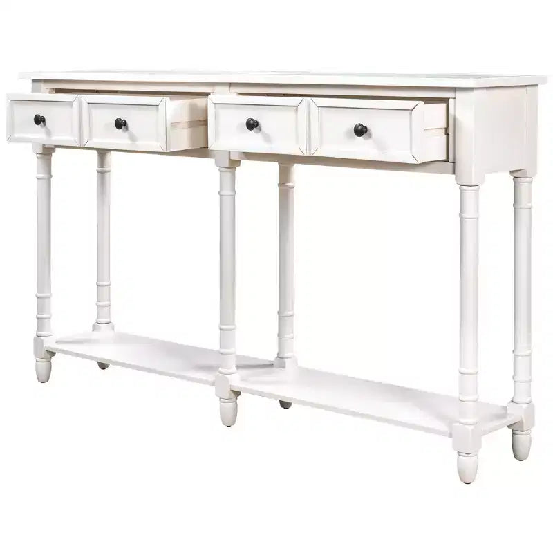 Okak 58IN Vintage Narrow Console Table, Entryway Table with Two Storage Drawers and Bottom Shelf, Accent Table for Living Room, Hallway