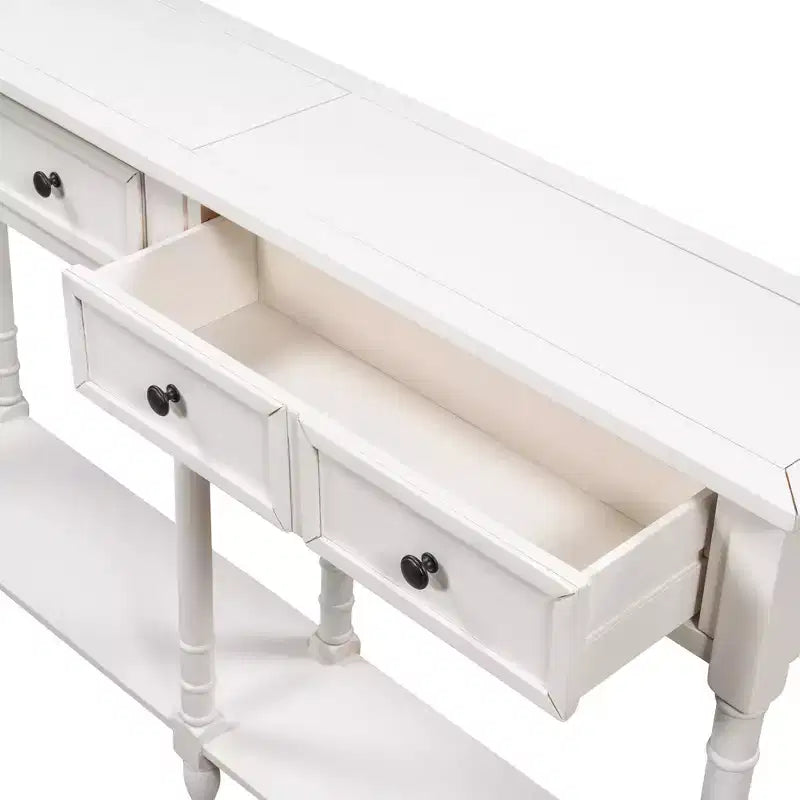 Okak 58IN Vintage Narrow Console Table, Entryway Table with Two Storage Drawers and Bottom Shelf, Accent Table for Living Room, Hallway
