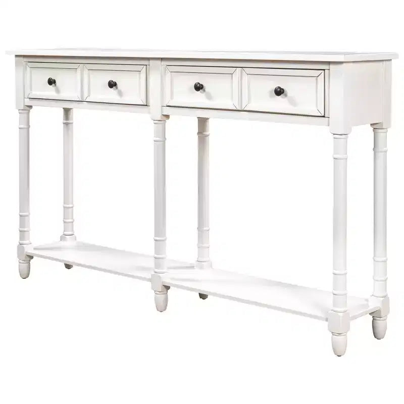 Okak 58IN Vintage Narrow Console Table, Entryway Table with Two Storage Drawers and Bottom Shelf, Accent Table for Living Room, Hallway