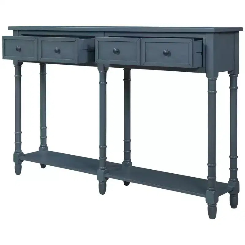Okak 58IN Vintage Narrow Console Table, Entryway Table with Two Storage Drawers and Bottom Shelf, Accent Table for Living Room, Hallway