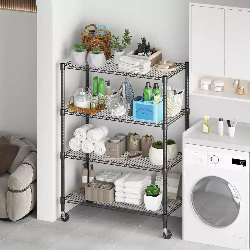 Homdox 36Wx18Dx72H Heavy Duty 4-Tier Metal Wire Shelving Unit 1600LBS Load Storage Shelves with Wheels for Garage Kitchen