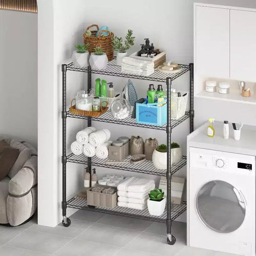 Homdox 36Wx18Dx72H Heavy Duty 4-Tier Metal Wire Shelving Unit 1600LBS Load Storage Shelves with Wheels for Garage Kitchen