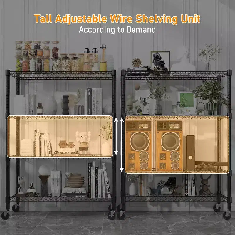 Homdox 36Wx18Dx72H Heavy Duty 4-Tier Metal Wire Shelving Unit 1600LBS Load Storage Shelves with Wheels for Garage Kitchen