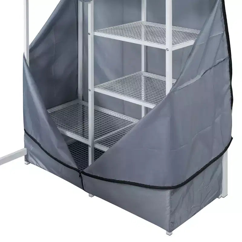 Okak 77.4IN Twin/Full Size Metal Loft Bed with Desk, Bed Frames with High Safety Guardrails and Wardrobe, Twin Bed for Bedroom, Dormitory