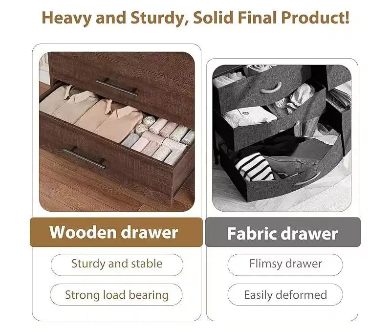 CuisinSmart 6 Dresser for Bedroom, Freestanding Tall Drawer Dresser with Storage, Wooden Closet Storage Chest for Bedroom Living Room