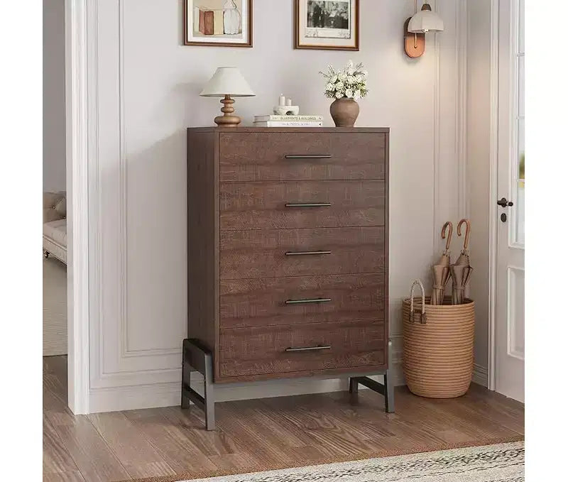 CuisinSmart 6 Dresser for Bedroom, Freestanding Tall Drawer Dresser with Storage, Wooden Closet Storage Chest for Bedroom Living Room