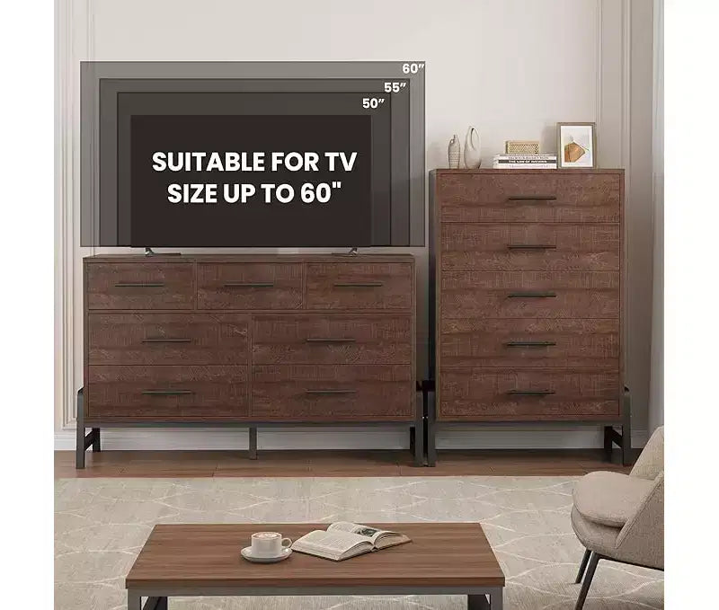 CuisinSmart 6 Dresser for Bedroom, Freestanding Tall Drawer Dresser with Storage, Wooden Closet Storage Chest for Bedroom Living Room