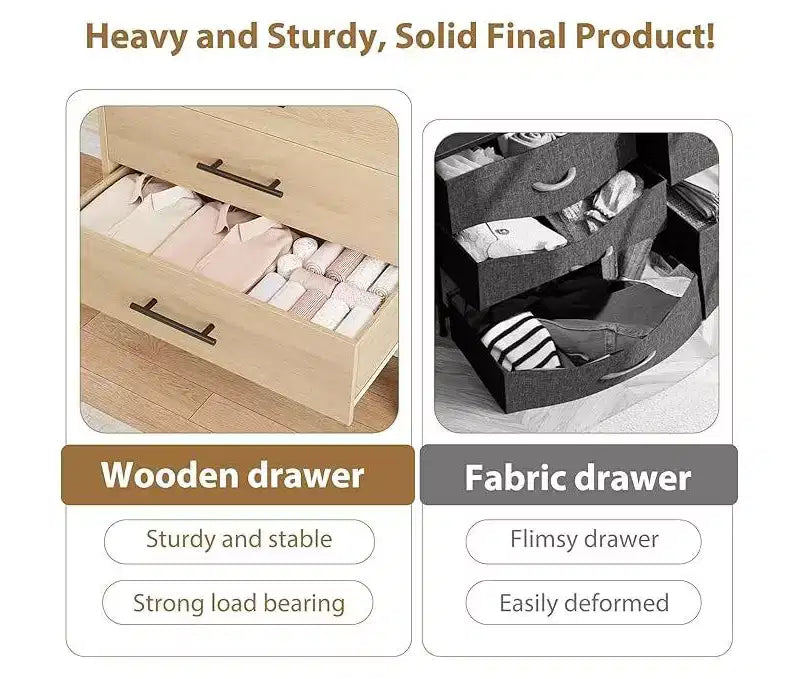 CuisinSmart 6 Dresser for Bedroom, Freestanding Tall Drawer Dresser with Storage, Wooden Closet Storage Chest for Bedroom Living Room