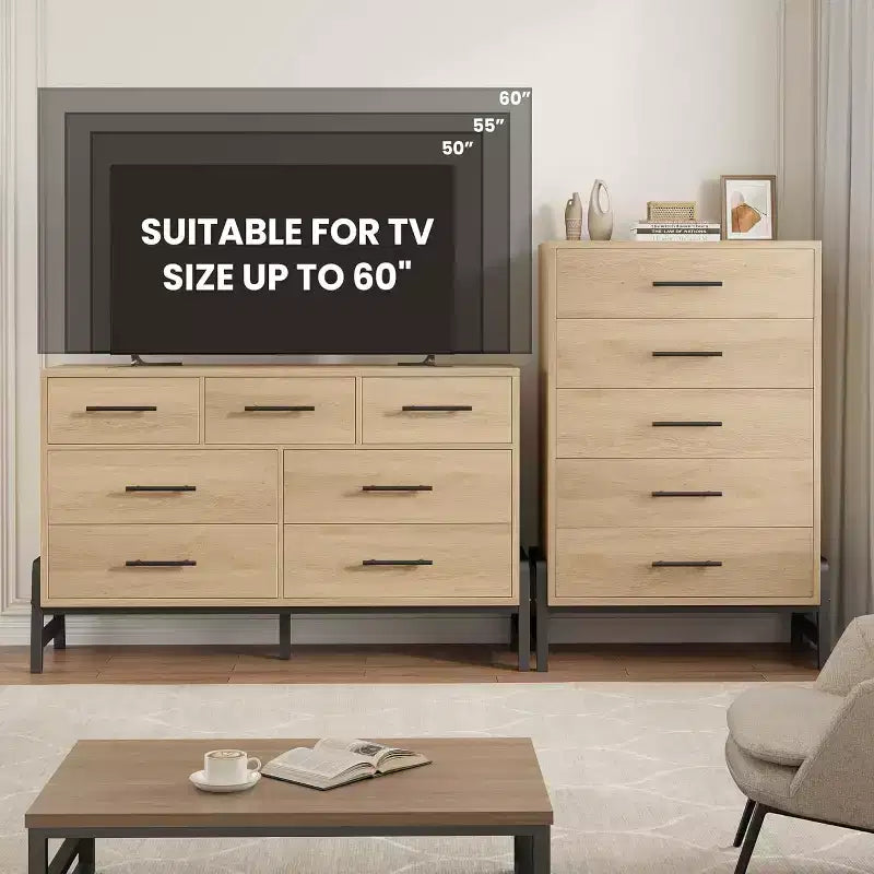 CuisinSmart 6 Dresser for Bedroom, Freestanding Tall Drawer Dresser with Storage, Wooden Closet Storage Chest for Bedroom Living Room