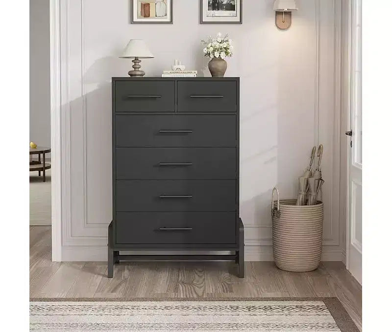 CuisinSmart 6 Dresser for Bedroom, Freestanding Tall Drawer Dresser with Storage, Wooden Closet Storage Chest for Bedroom Living Room