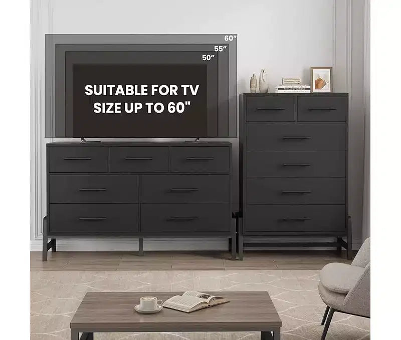 CuisinSmart 6 Dresser for Bedroom, Freestanding Tall Drawer Dresser with Storage, Wooden Closet Storage Chest for Bedroom Living Room