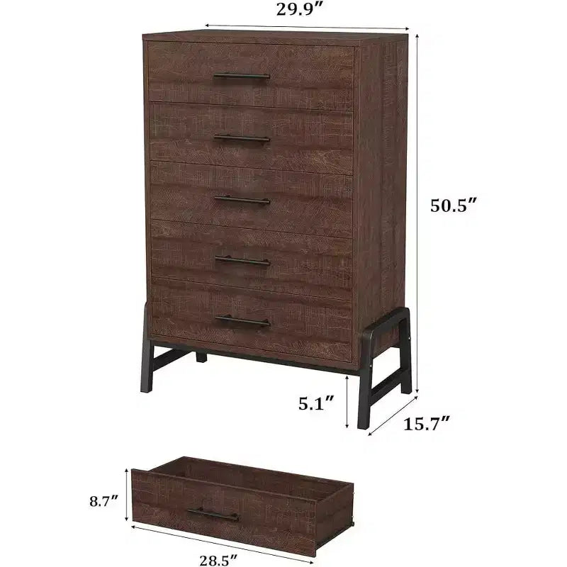 CuisinSmart 6 Dresser for Bedroom, Freestanding Tall Drawer Dresser with Storage, Wooden Closet Storage Chest for Bedroom Living Room