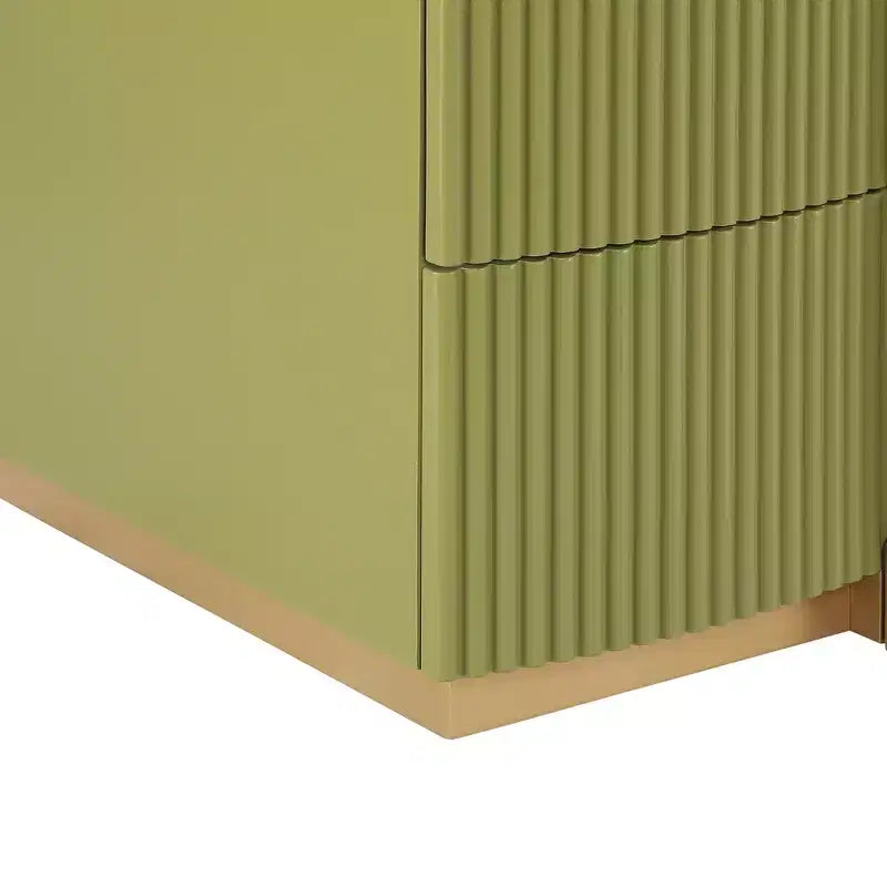 Whisen Modern Nightstand, Bedside Table, End Table with Fluted Panel, High Density Wood, 2 Drawers, Golden Handle, Silent Slides, Anti Tip