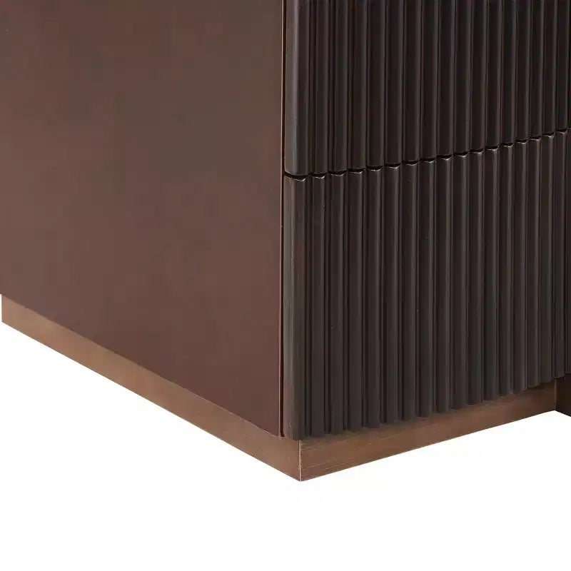 Whisen Modern Nightstand, Bedside Table, End Table with Fluted Panel, High Density Wood, 2 Drawers, Golden Handle, Silent Slides, Anti Tip