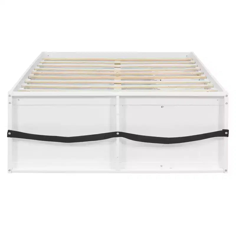 Zeus & Ruta Wood Platform Bed with Bookcase, Storage Cabinet, Light & Drawer