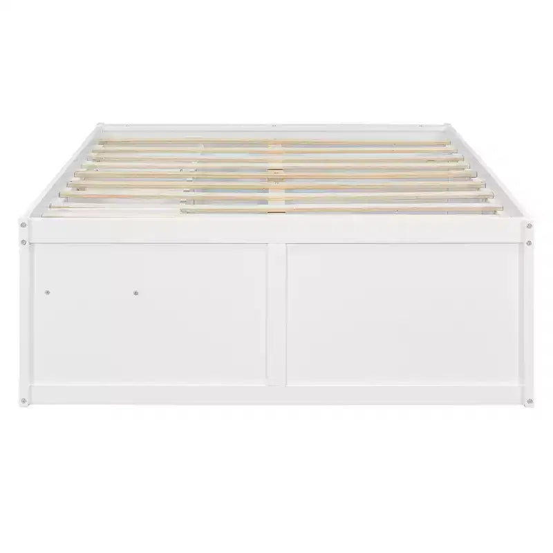 Zeus & Ruta Wood Platform Bed with Bookcase, Storage Cabinet, Light & Drawer