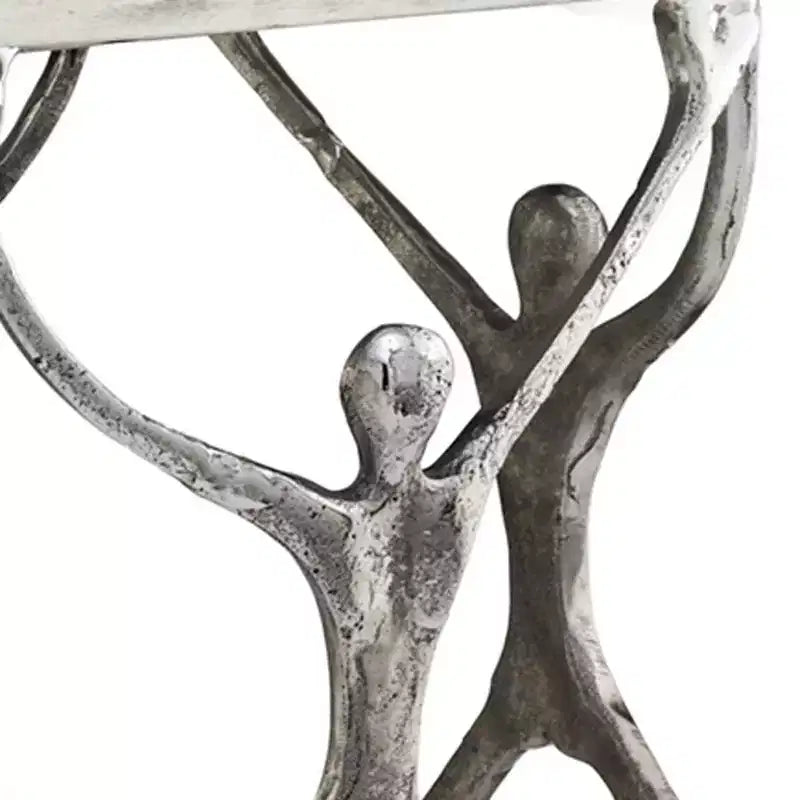 HomeRoots 18 Silver And Antiqued White Aluminum Square End Table