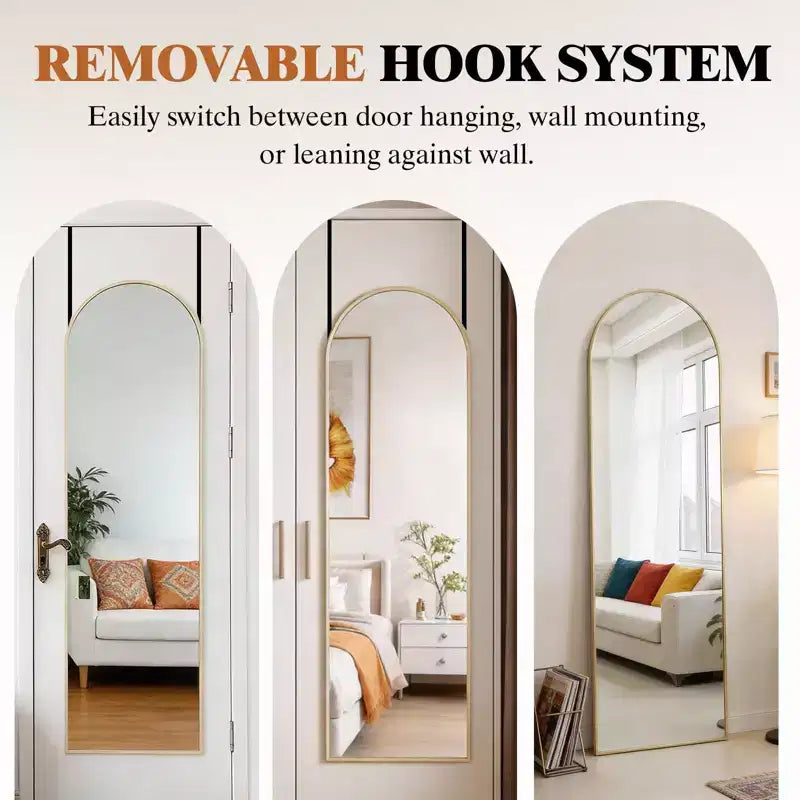 JIONJOY 47x14 Over-the-Door Full-Length Mirror, Aluminum Frame Space-Saving Vanity Mirror for Bedroom, Living Room, Entryways