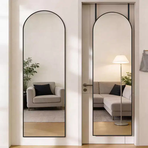 JIONJOY 47x14 Over-the-Door Full-Length Mirror, Aluminum Frame Space-Saving Vanity Mirror for Bedroom, Living Room, Entryways