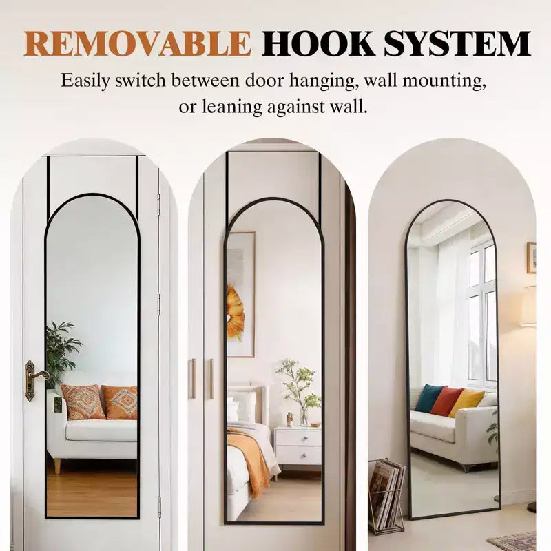 JIONJOY 47x14 Over-the-Door Full-Length Mirror, Aluminum Frame Space-Saving Vanity Mirror for Bedroom, Living Room, Entryways