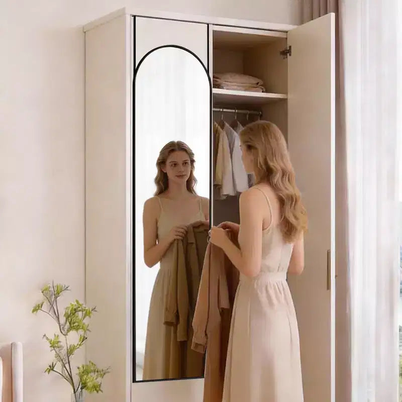 JIONJOY 47x14 Over-the-Door Full-Length Mirror, Aluminum Frame Space-Saving Vanity Mirror for Bedroom, Living Room, Entryways