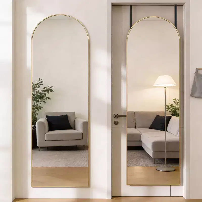 JIONJOY 47x14 Over-the-Door Full-Length Mirror, Aluminum Frame Space-Saving Vanity Mirror for Bedroom, Living Room, Entryways