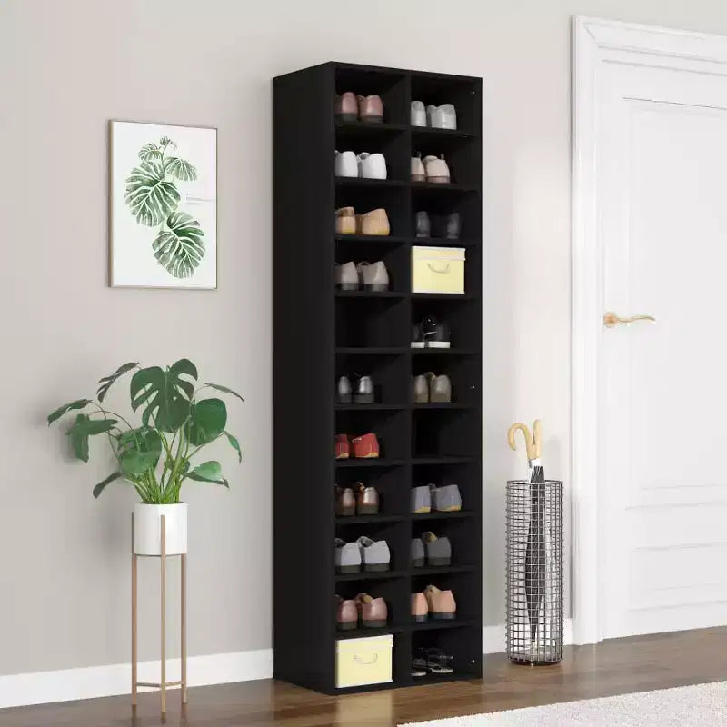 vidaXL Shoe Cabinet Black Engineered Wood 21.3x13.4x72.0 in Shoe Cabinet