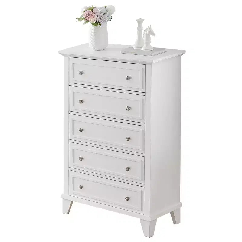 5 Drawer Dresser, Modern Chest of Drawers, 31.5In Wide Storage Tower, Tall Organizer Storage Dresser Cabinet for Nursery Bedroom Entryway Hallway