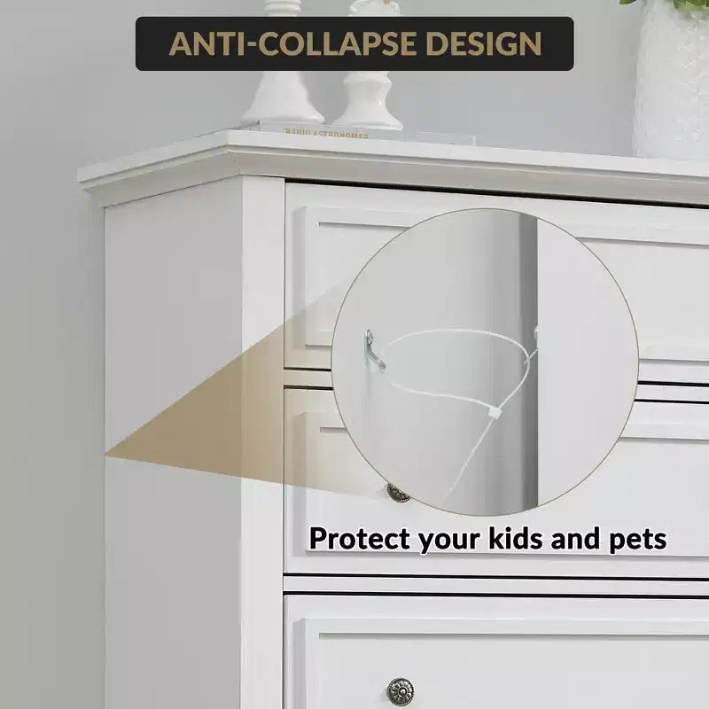 5 Drawer Dresser, Modern Chest of Drawers, 31.5In Wide Storage Tower, Tall Organizer Storage Dresser Cabinet for Nursery Bedroom Entryway Hallway