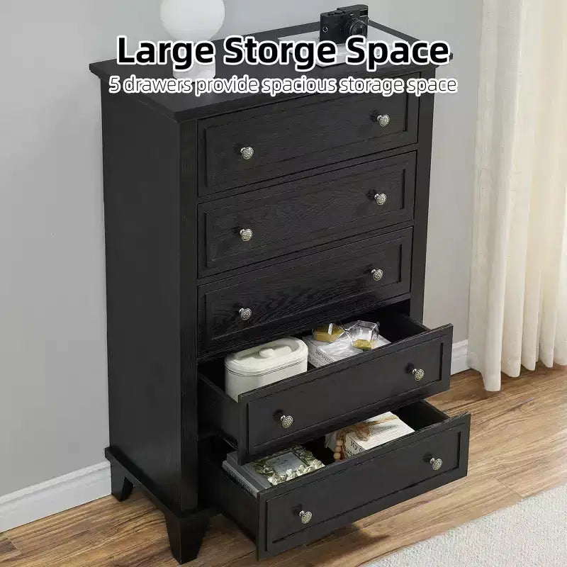 5 Drawer Dresser, Modern Chest of Drawers, 31.5In Wide Storage Tower, Tall Organizer Storage Dresser Cabinet for Nursery Bedroom Entryway Hallway
