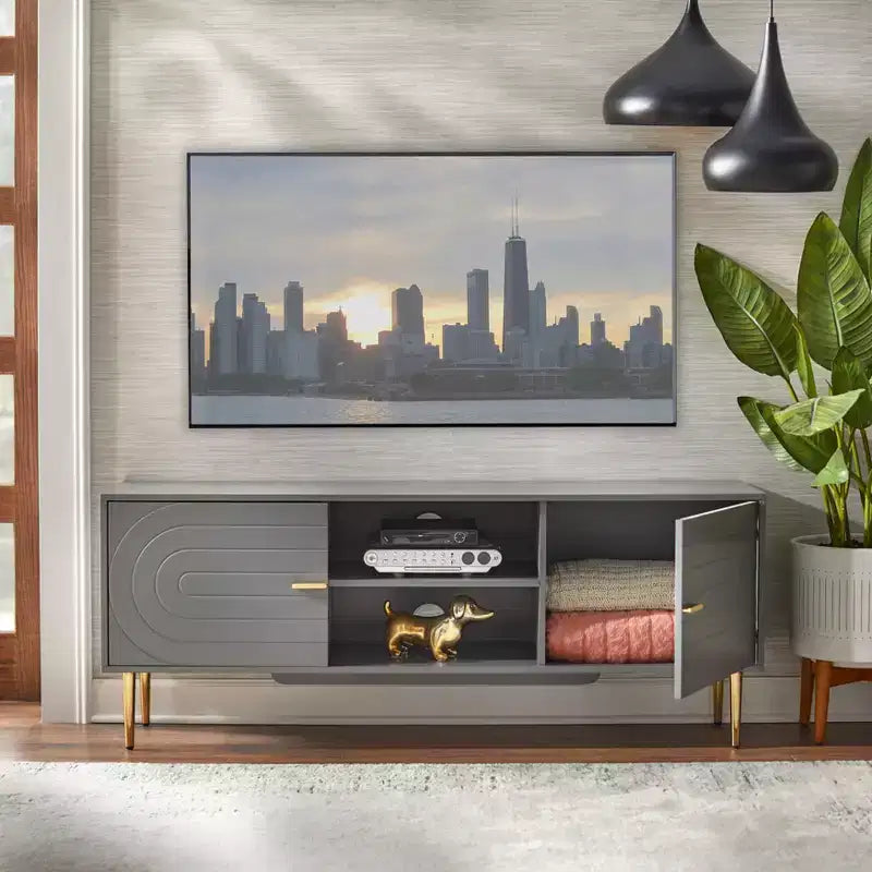 Lifestorey Tabaria Mid Century Modern TV Stand for TVs up to 55" Gray
