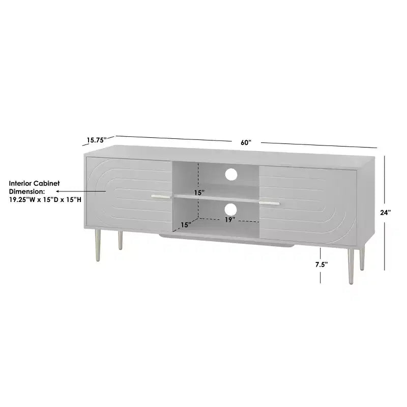 Lifestorey Tabaria Mid Century Modern TV Stand for TVs up to 55" Gray