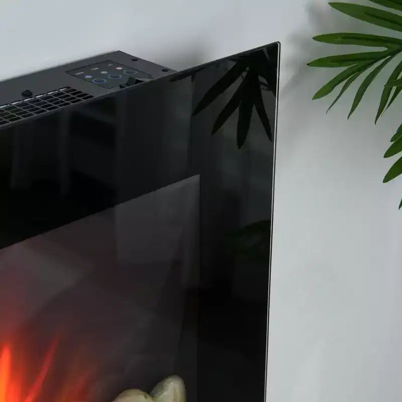 HOMCOM 28.5 1500W Electric Wall-Mounted Fireplace with Flame Effect 7 Color Background Light and Side Light
